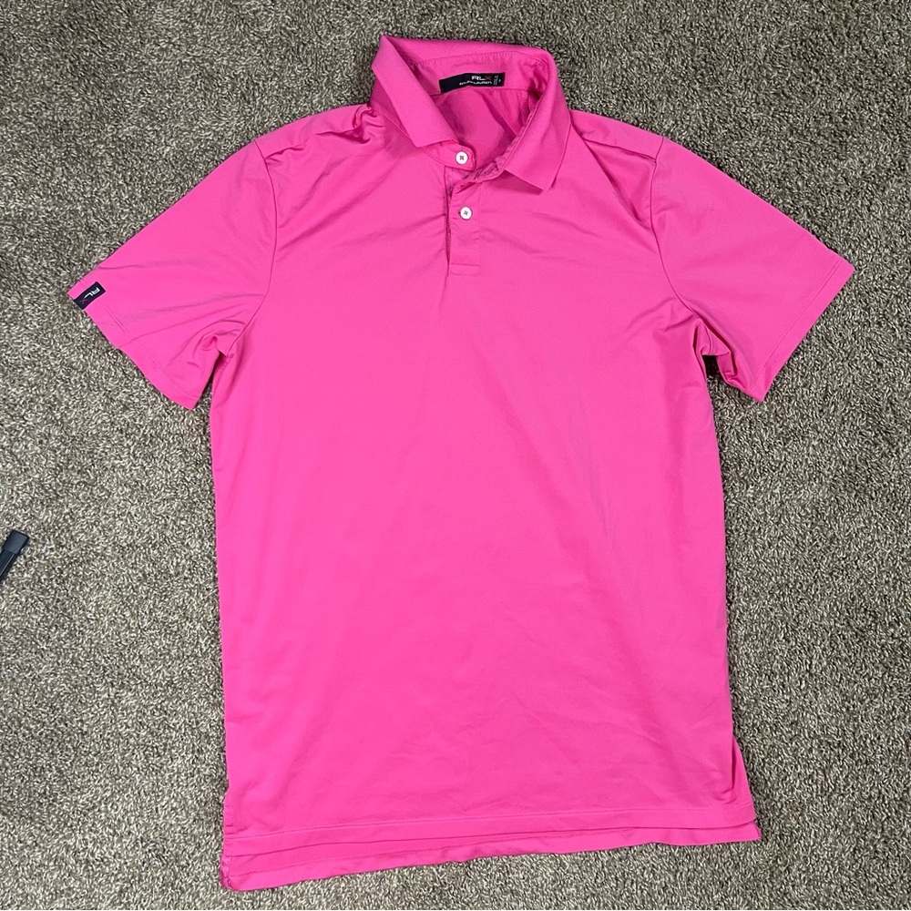 RLX Ralph Lauren Pink Performance Golf Polo Short Sleeve Shirt Men’s Size Medium